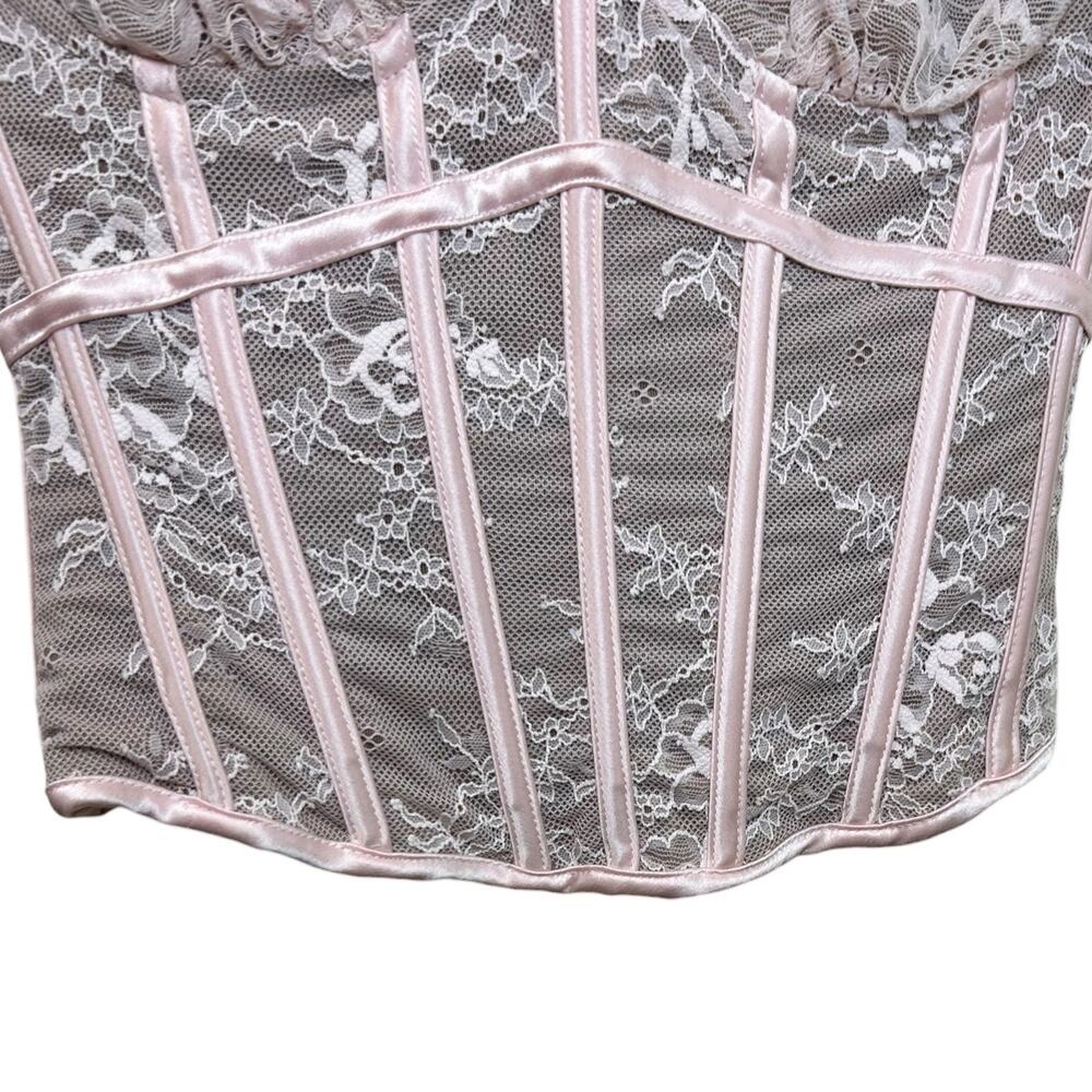House of CB NWT Women's 'Ayana' Lace Boned Corset Top, Veiled Rose Pink, X-Small - Picture 9 of 12
